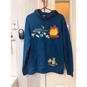 Studio Ghibli Howls Moving Castle Embroidered Hoodie Our Universe Teal Blue M